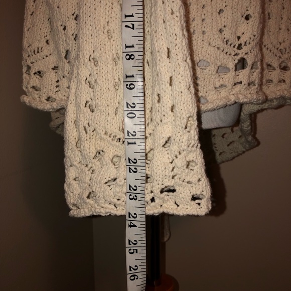 Free People Long Sleeve Traveling Ivory Lacey Sweater - Picture 9 of 15